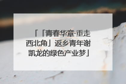 「青春华章·重走西北角」返乡青年谢凯龙的绿色产业梦