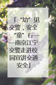 “幼”见交警，安全“童”行——南京江宁交警走进校园宣讲交通安全