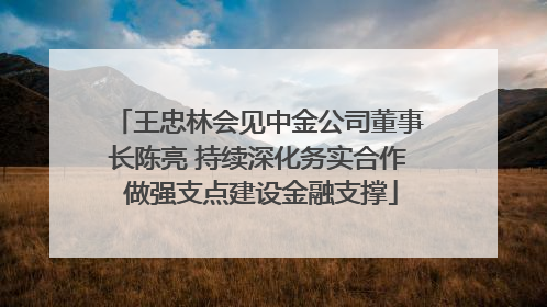 王忠林会见中金公司董事长陈亮 持续深化务实合作 做强支点建设金融支撑