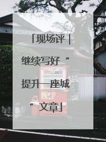 现场评｜继续写好“提升一座城”文章