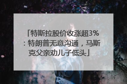 特斯拉股价收涨超3%：特朗普无意沟通，马斯克父亲劝儿子低头