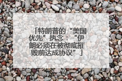 特朗普的“美国优先”执念：“伊朗必须在被彻底摧毁前达成协议”