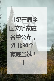 第三届全国文明家庭名单公布，湖北30个家庭当选！