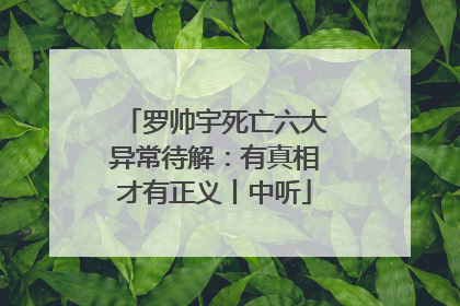 罗帅宇死亡六大异常待解：有真相才有正义丨中听