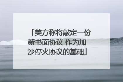 美方称将敲定一份新书面协议 作为加沙停火协议的基础