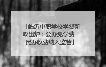 临沂中职学校学费新政出炉：公办免学费 民办收费纳入监管