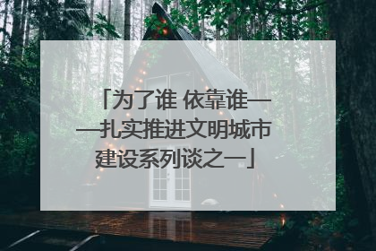为了谁 依靠谁——扎实推进文明城市建设系列谈之一