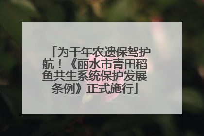 为千年农遗保驾护航！《丽水市青田稻鱼共生系统保护发展条例》正式施行