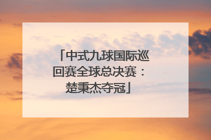 中式九球国际巡回赛全球总决赛：楚秉杰夺冠