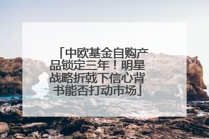 中欧基金自购产品锁定三年！明星战略折戟下信心背书能否打动市场