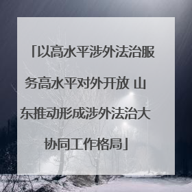 以高水平涉外法治服务高水平对外开放 山东推动形成涉外法治大协同工作格局