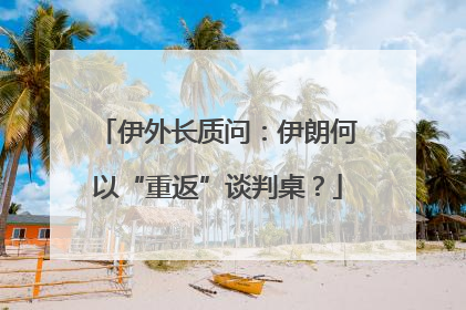 伊外长质问：伊朗何以“重返”谈判桌？