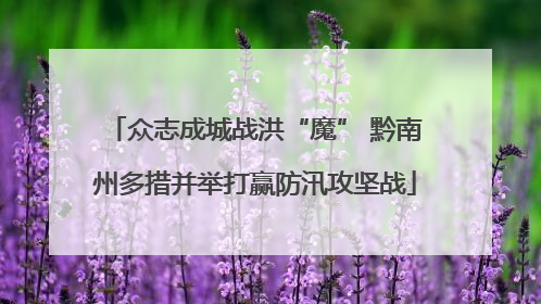 众志成城战洪“魔” 黔南州多措并举打赢防汛攻坚战