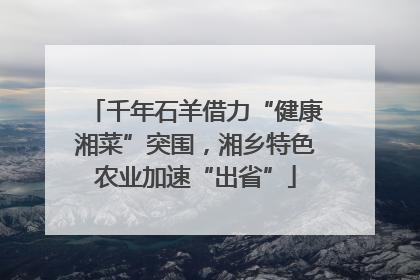 千年石羊借力“健康湘菜”突围，湘乡特色农业加速“出省”