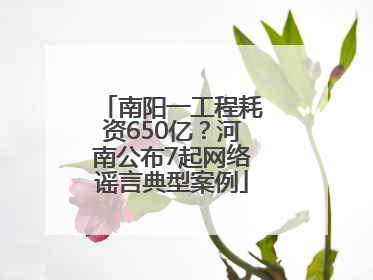 南阳一工程耗资650亿？河南公布7起网络谣言典型案例
