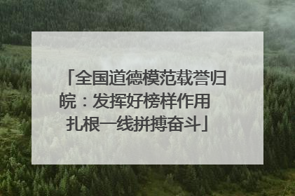全国道德模范载誉归皖：发挥好榜样作用 扎根一线拼搏奋斗