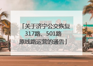 关于济宁公交恢复317路、501路原线路运营的通告
