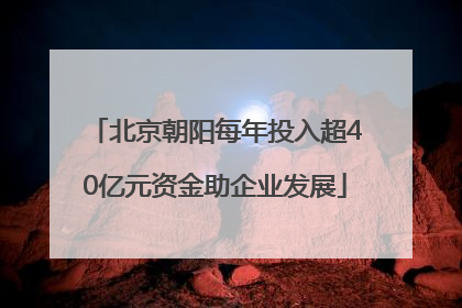 北京朝阳每年投入超40亿元资金助企业发展