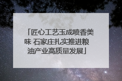 匠心工艺玉成喷香美味 石家庄扎实推进粮油产业高质量发展
