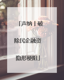 声纳丨破除民企融资隐形梗阻