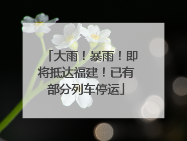 大雨！暴雨！即将抵达福建！已有部分列车停运
