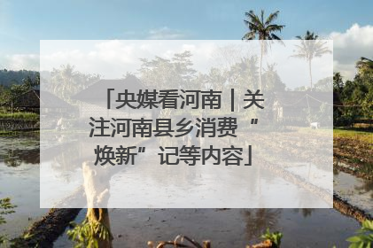 央媒看河南｜关注河南县乡消费“焕新”记等内容