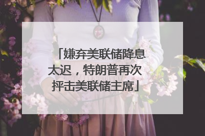 嫌弃美联储降息太迟，特朗普再次抨击美联储主席