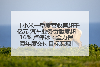 小米一季度营收再超千亿元 汽车业务贡献度超16% 卢伟冰：全力保障年度交付目标实现