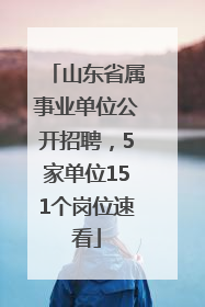 山东省属事业单位公开招聘，5家单位151个岗位速看