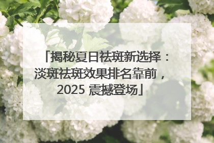 揭秘夏日祛斑新选择：淡斑祛斑效果排名靠前，2025 震撼登场
