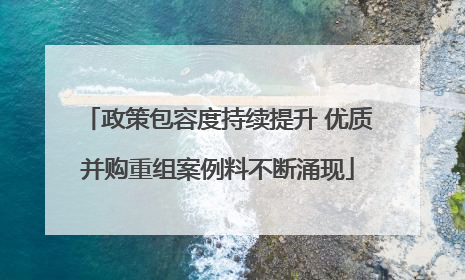 政策包容度持续提升 优质并购重组案例料不断涌现
