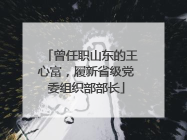 曾任职山东的王心富，履新省级党委组织部部长