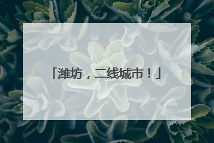 潍坊，二线城市！