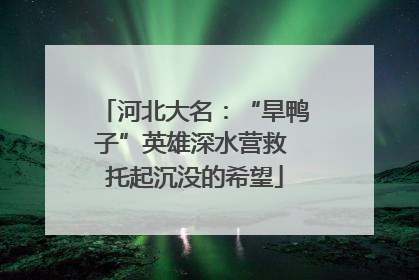 河北大名：“旱鸭子”英雄深水营救 托起沉没的希望