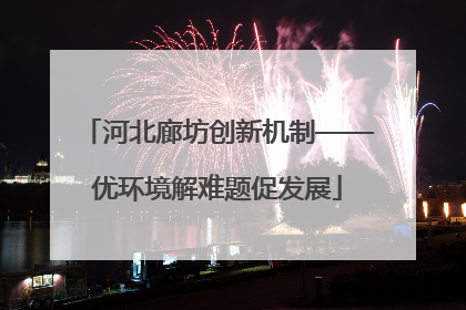 河北廊坊创新机制——优环境解难题促发展