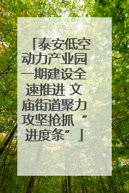 泰安低空动力产业园一期建设全速推进 文庙街道聚力攻坚抢抓“进度条”