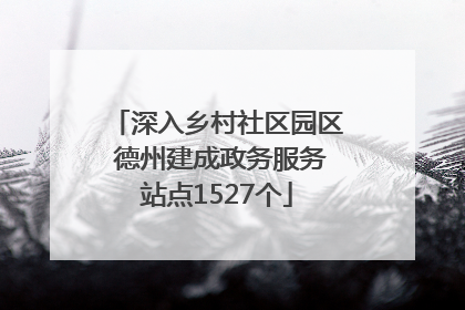 深入乡村社区园区 德州建成政务服务站点1527个