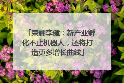 荣耀李健：新产业孵化不止机器人，还将打造更多增长曲线