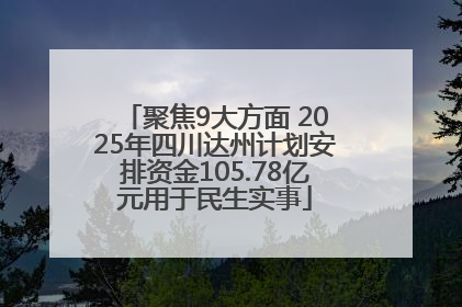聚焦9大方面 2025年四川达州计划安排资金105.78亿元用于民生实事