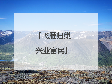 飞雁归巢 兴业富民