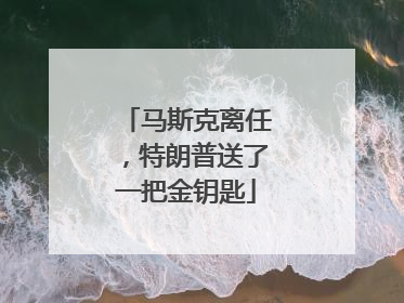 马斯克离任，特朗普送了一把金钥匙