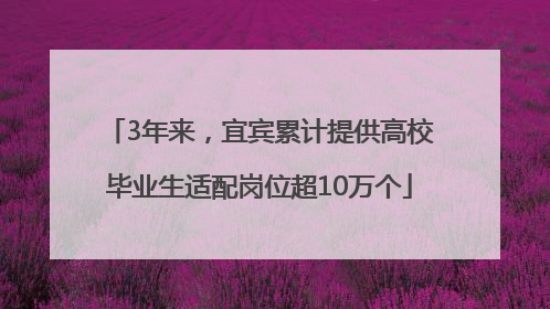 3年来，宜宾累计提供高校毕业生适配岗位超10万个