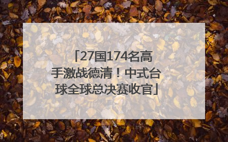 27国174名高手激战德清！中式台球全球总决赛收官